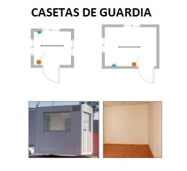 Casetas de Guardia ≈2m x 2m y ≈2,5m x 2,5m